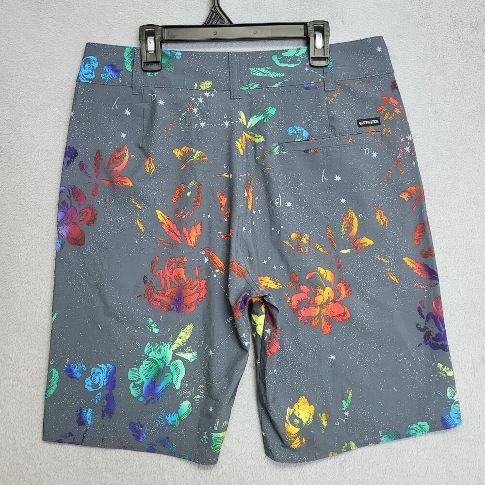 Vans Shorts Mens 30 Gray Floral Vanphibian Hybrid Board Swim Trunks Surf Beach - Picture 2 of 15